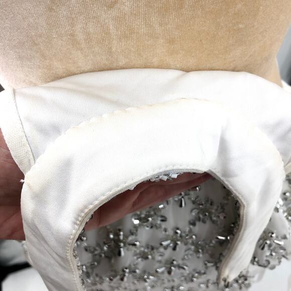 LIV FOSTER Sequin Beaded Halter Dress Size 6 Ivory Bead Fringe Trim NWT FLAW - Picture 13 of 16